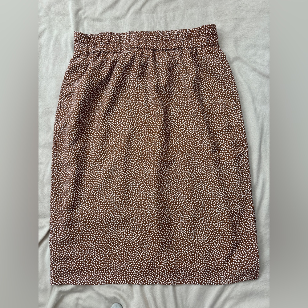 J. Crew Brown and White A-Line Skirt